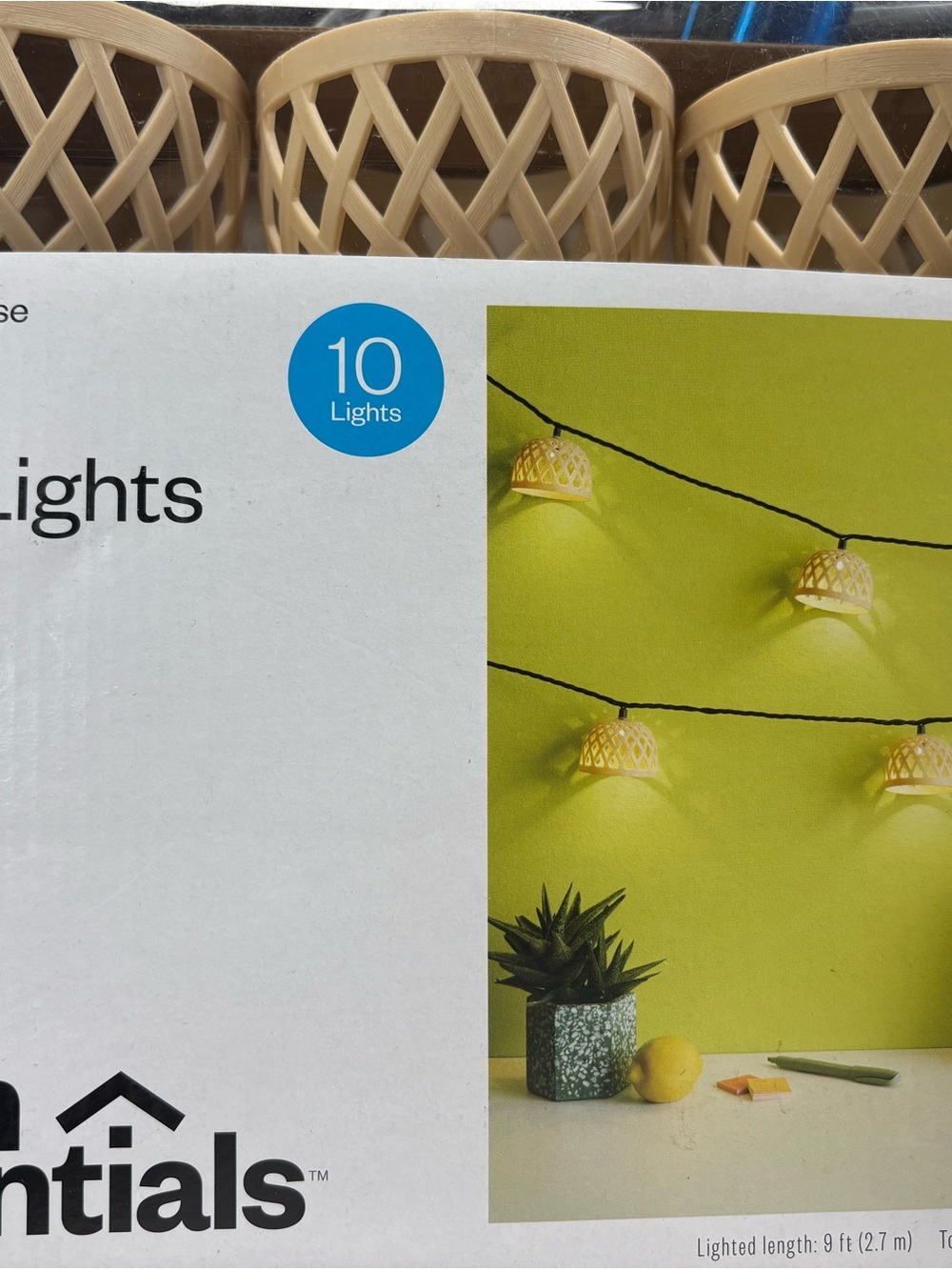 Room Essentials Beige Woven Dome String Lights